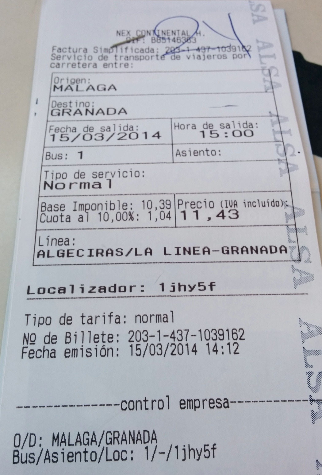 Malaga Granada Bus Ticket
